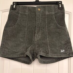 High-Waist Green Corduroy Shorts